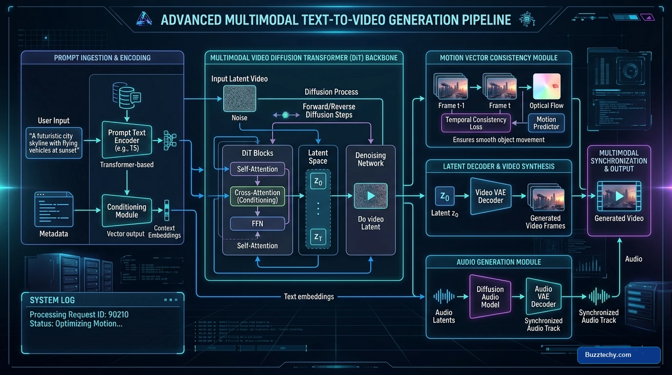 Advanced Multimodal Text to Video Generative AI Architecture Diagram