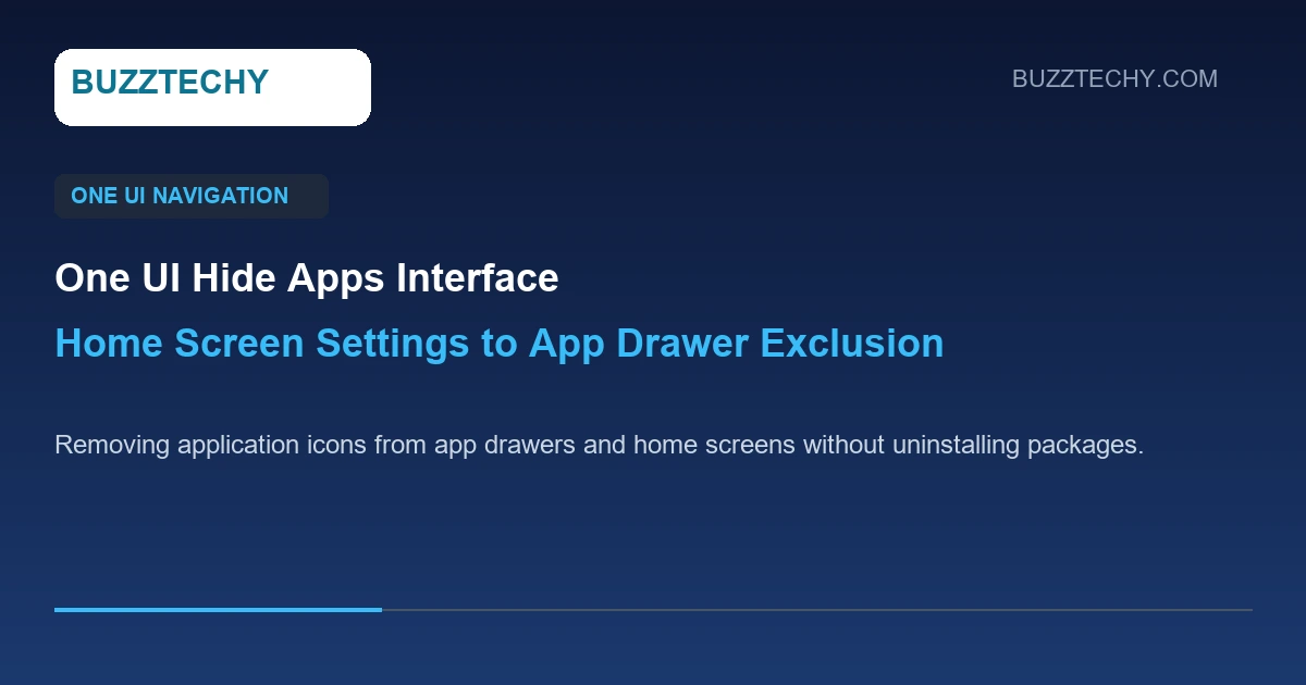 Samsung One UI home screen settings menu showing hide apps on home and apps screens toggle