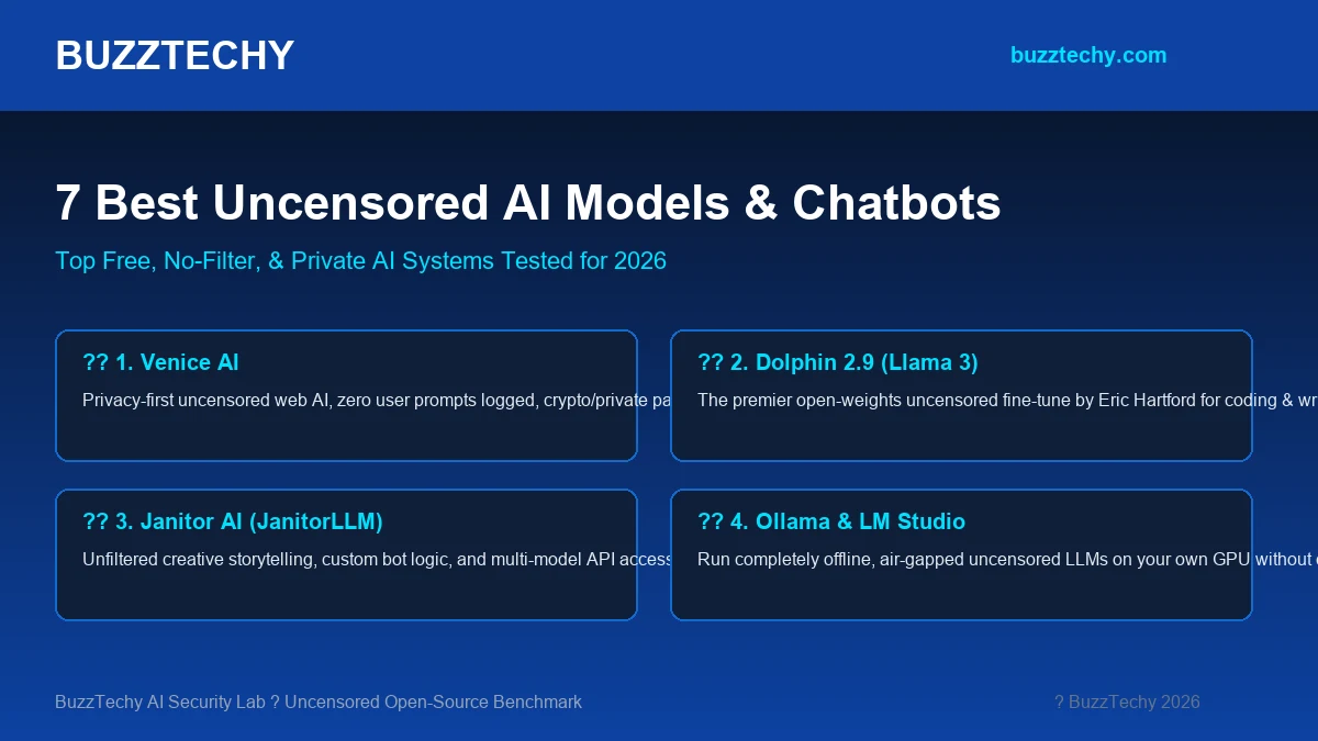 Best Uncensored AI Models and Chatbots 2026 - No Filter and Private